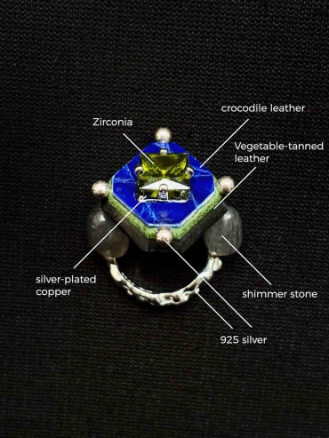 Royal Blue Rare Leather Hand-Cut Gemstone Ring