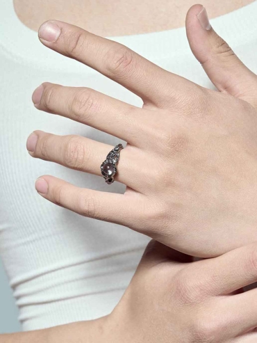 Nature's Noir Black Woven Vines Ring