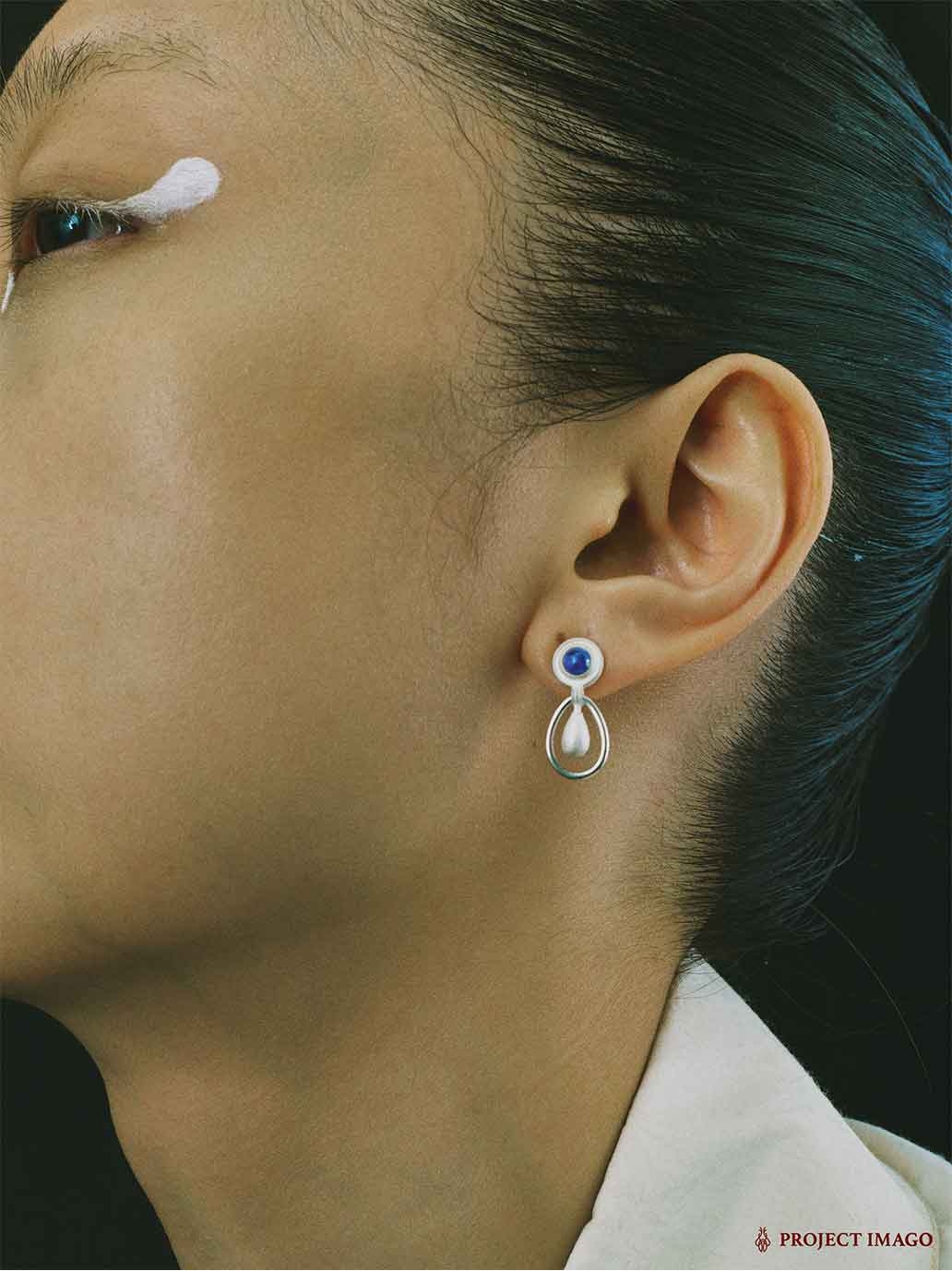 White Lapis Halo Earrings