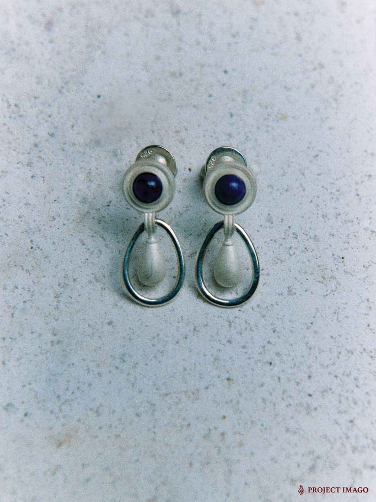 White Lapis Halo Earrings