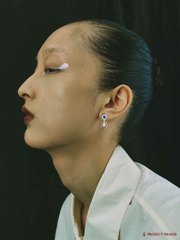 White Lapis Halo Earrings