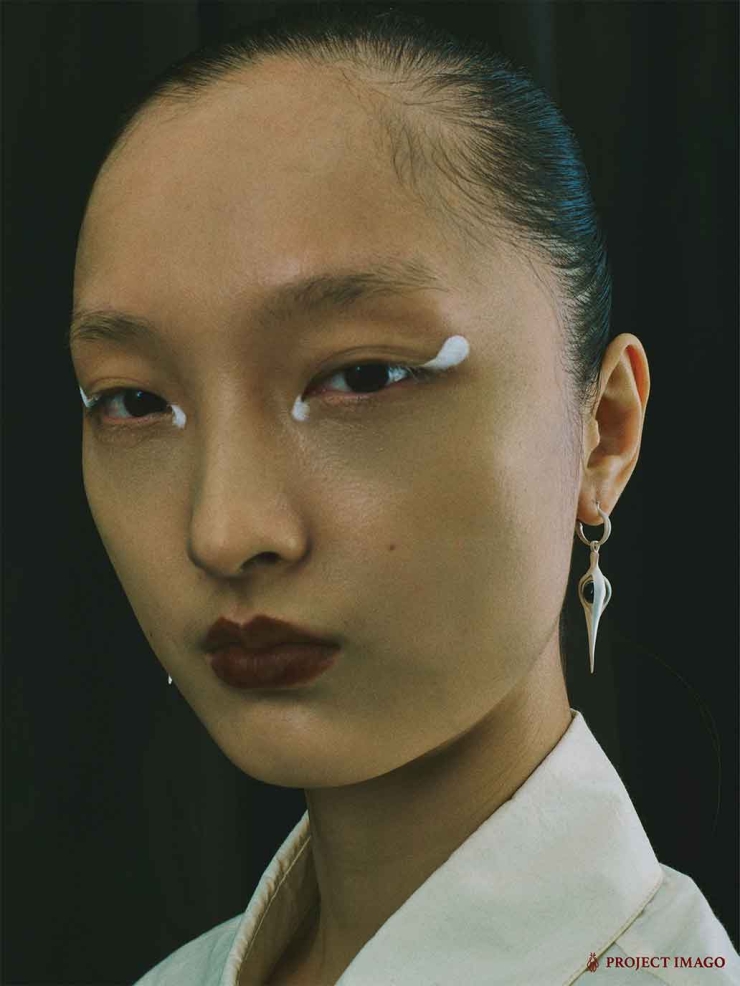 White Black Agate Suspension Earrings