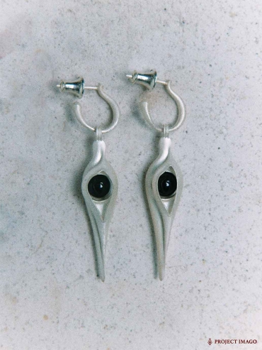 White Black Agate Suspension Earrings