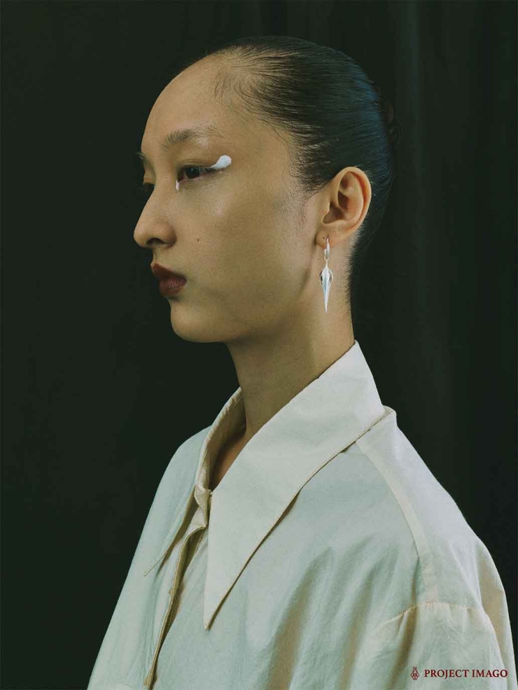 White Black Agate Suspension Earrings