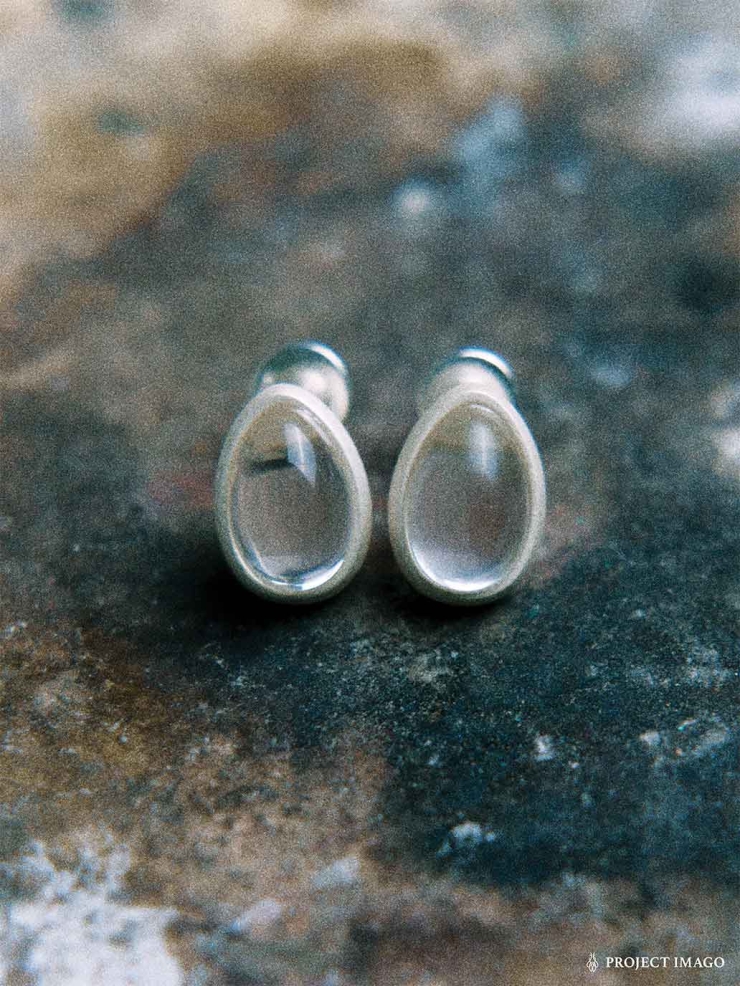 White Quartz Egg Earrings