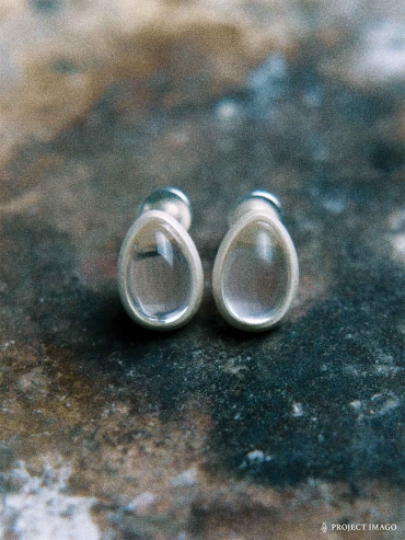 White Quartz Egg Earrings