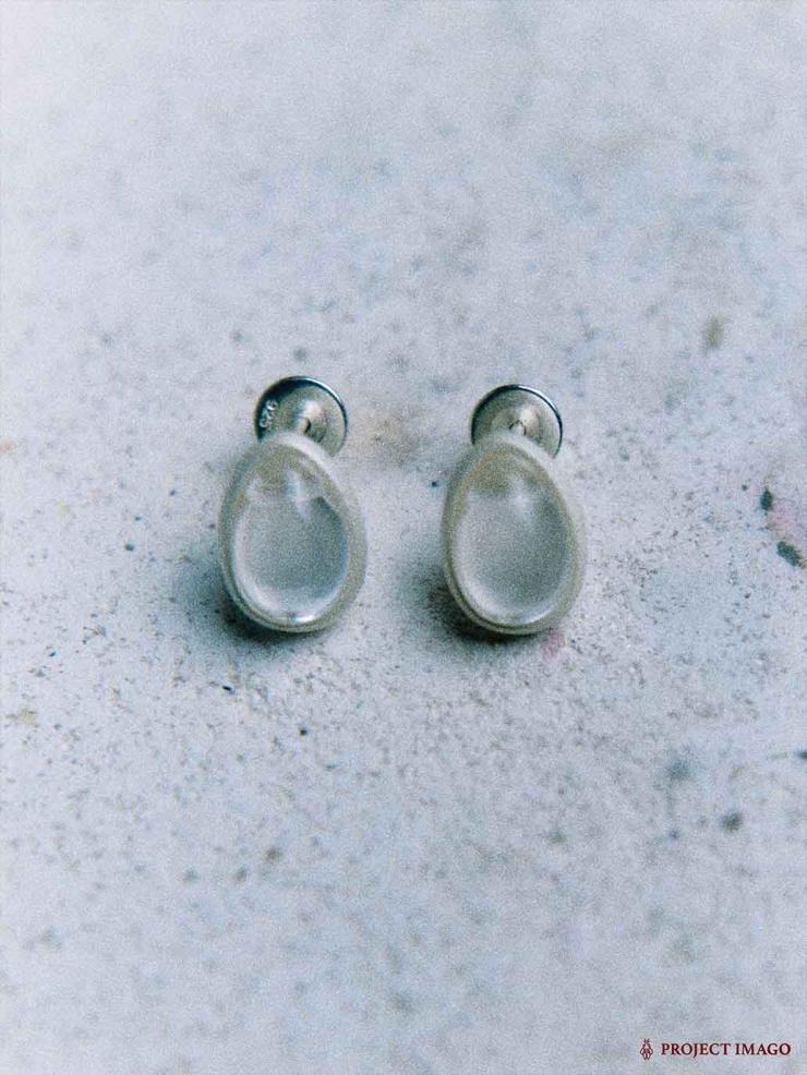 White Quartz Egg Earrings