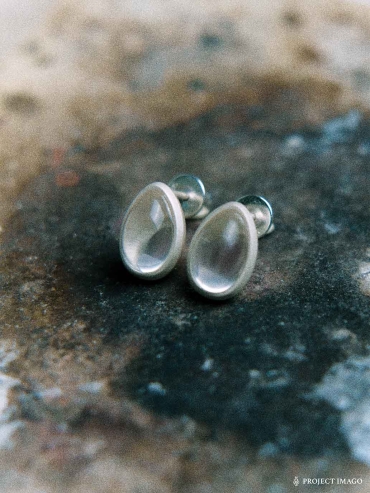 White Quartz Egg Earrings