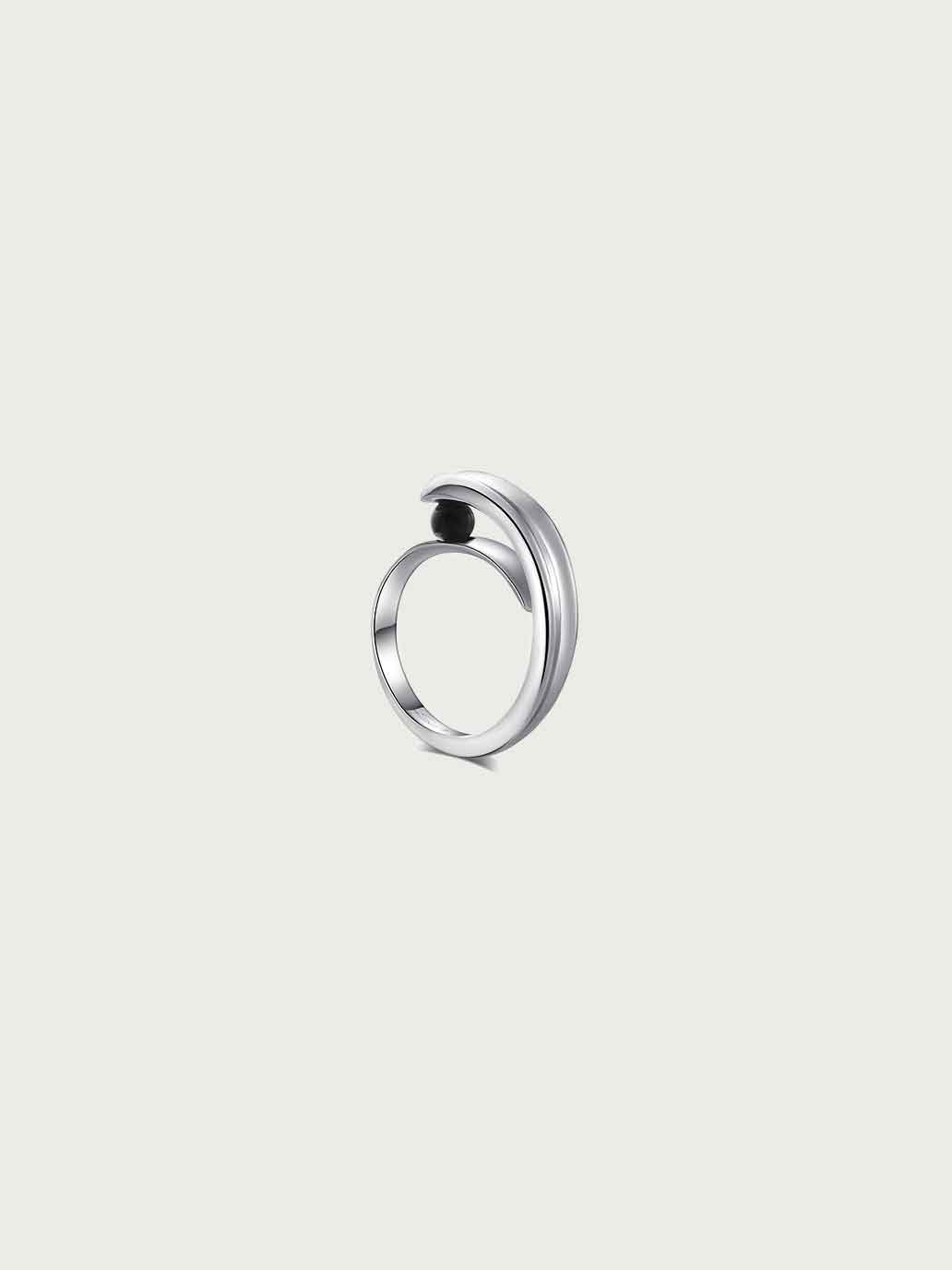 Silver Rotating Offset Ring