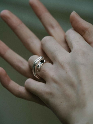 Silver Rotating Offset Ring