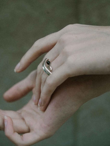 Silver Rotating Offset Ring