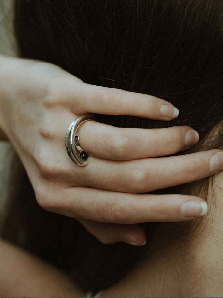 Silver Rotating Offset Ring