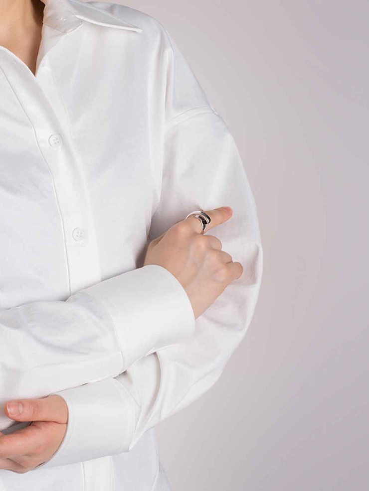 Silver Rotating Offset Ring