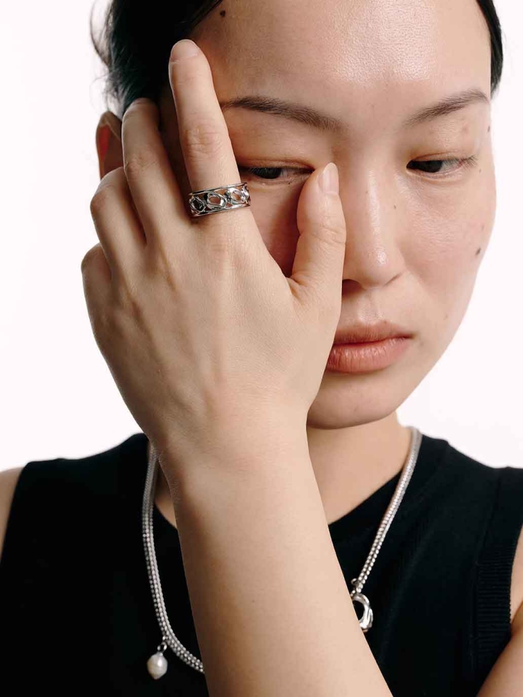 Silver Wind Cavern Layered Ring