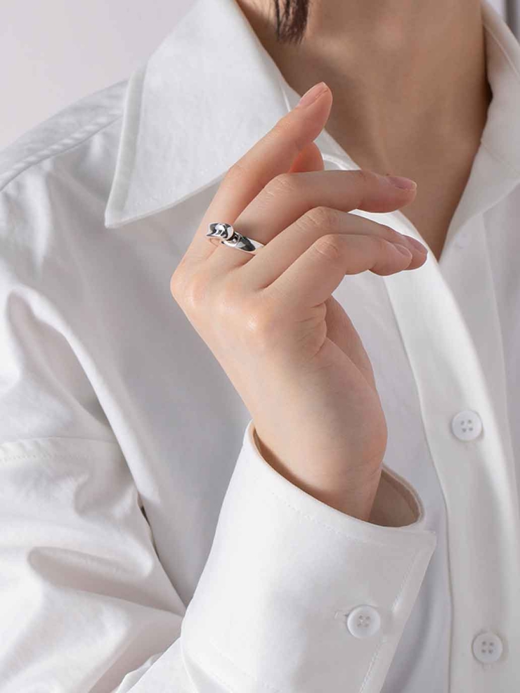 Silver Rotating Offset Ring