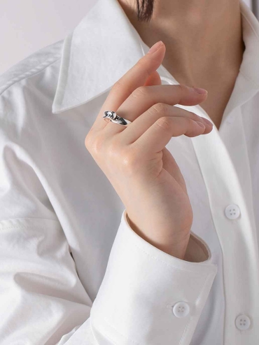 Silver Rotating Offset Ring