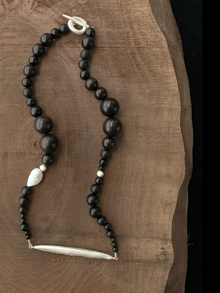 Ebony beading collar with sprout and seeds