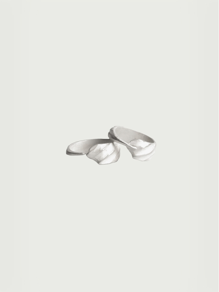 Wind collection white silver ring