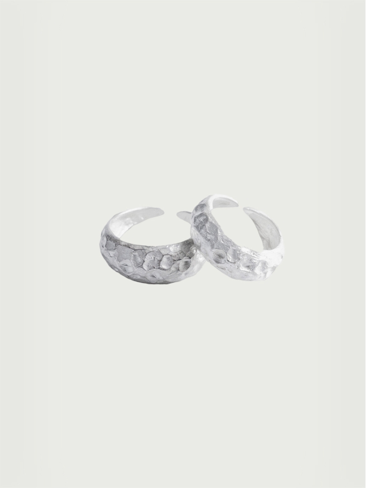 Moon collection white silver ring