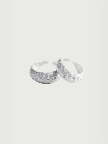 Moon collection white silver ring