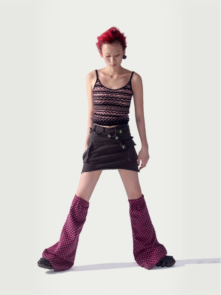 Gray mini cargo skirt