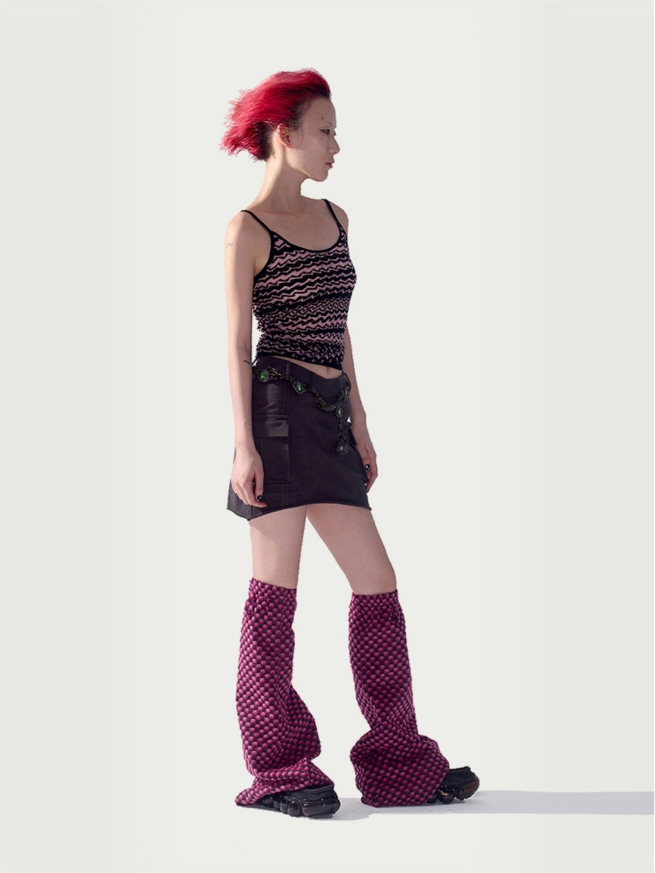 Gray mini cargo skirt