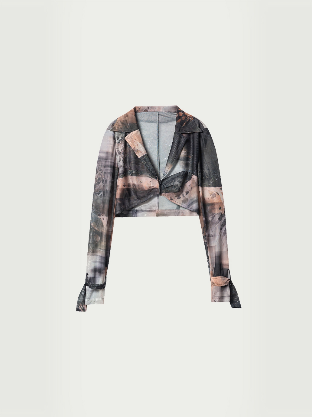 "Terrarium" long-sleeve tulle cropped top