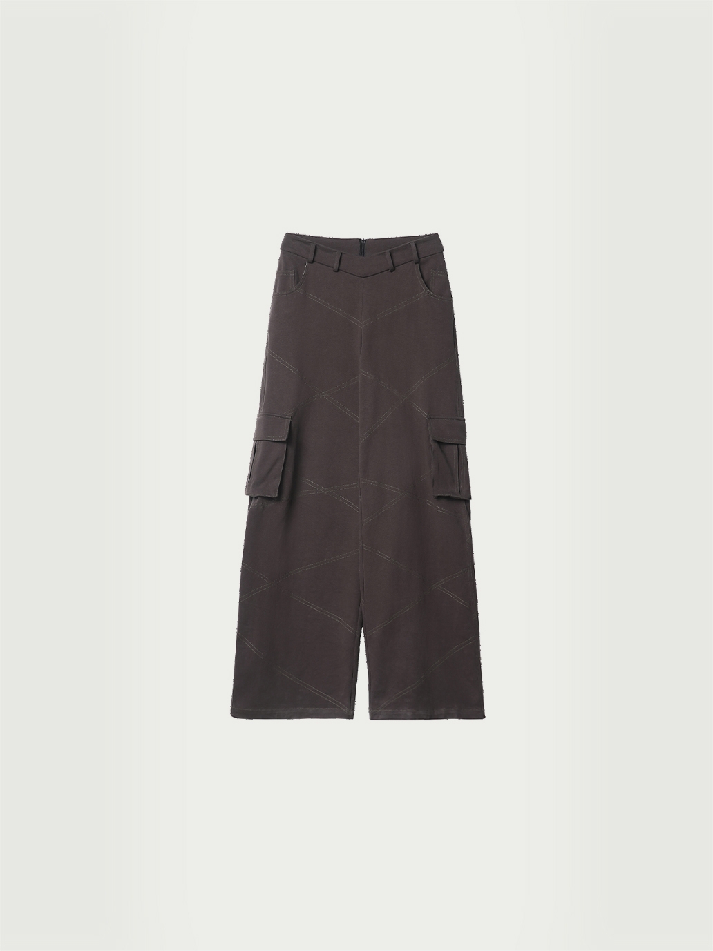 Gray V-waist cargo sweatpants