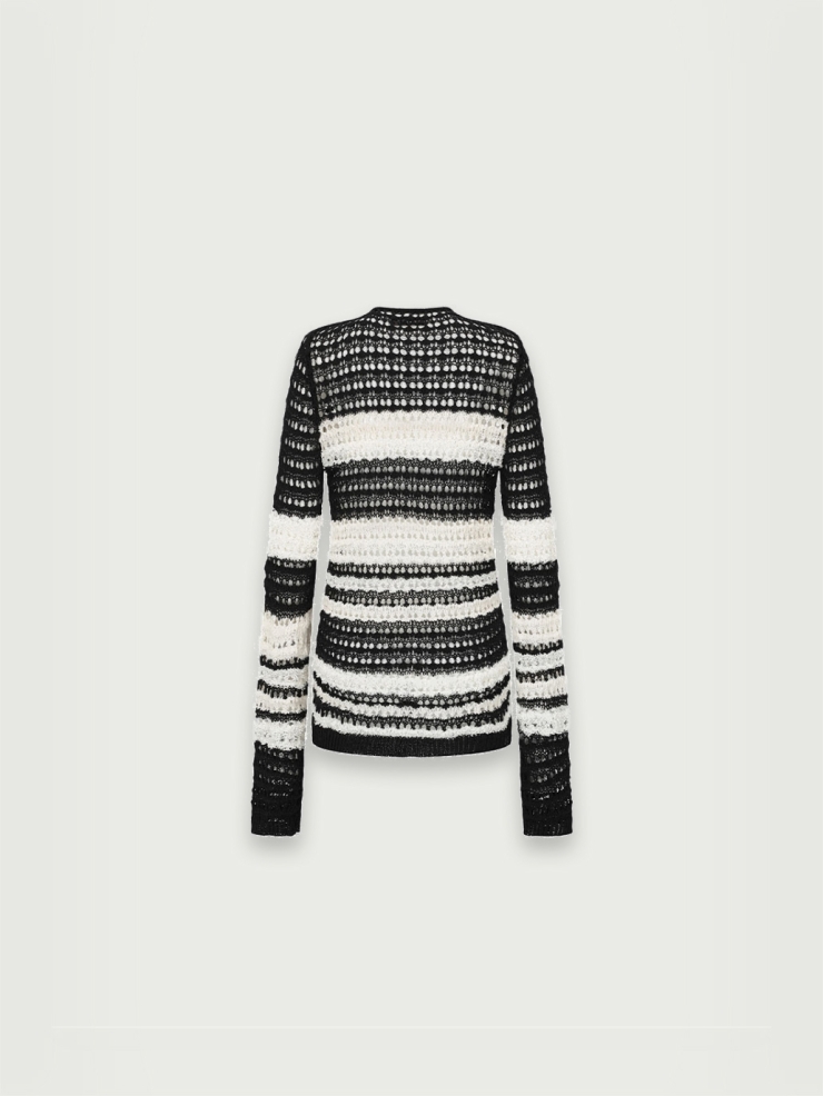 Black/white stripe crochet top