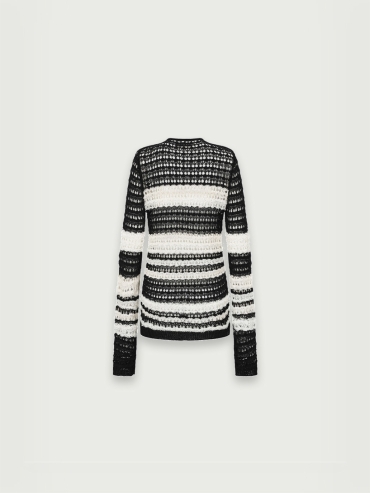 Black/white stripe crochet top