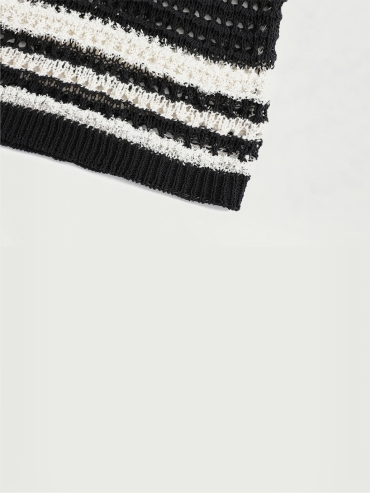 Black/white stripe crochet top