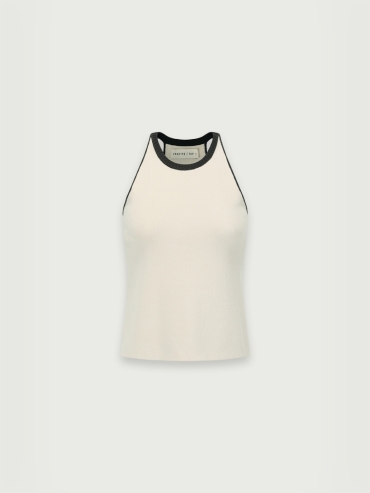 Beige gray basic tank top