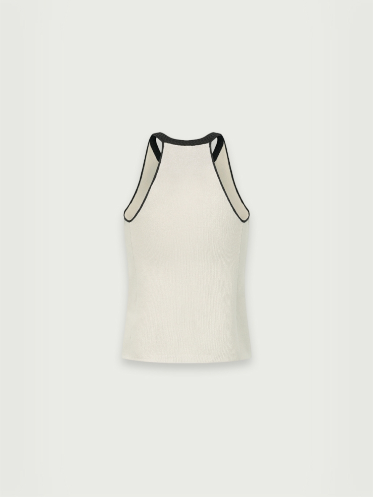 Beige gray basic tank top