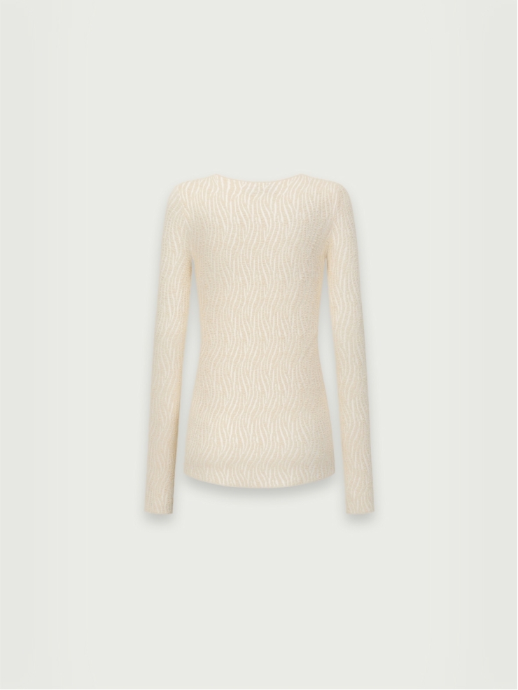 Cream bubble yarn classic knit top