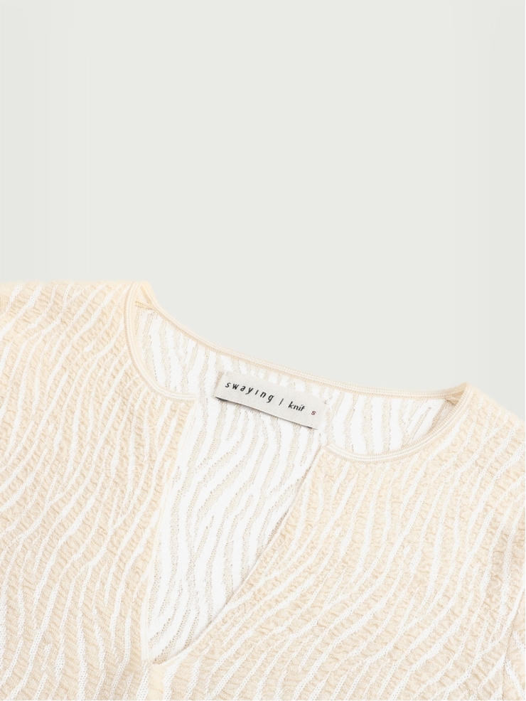 Cream bubble yarn classic knit top