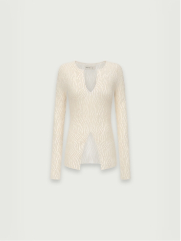 Cream bubble yarn classic knit top