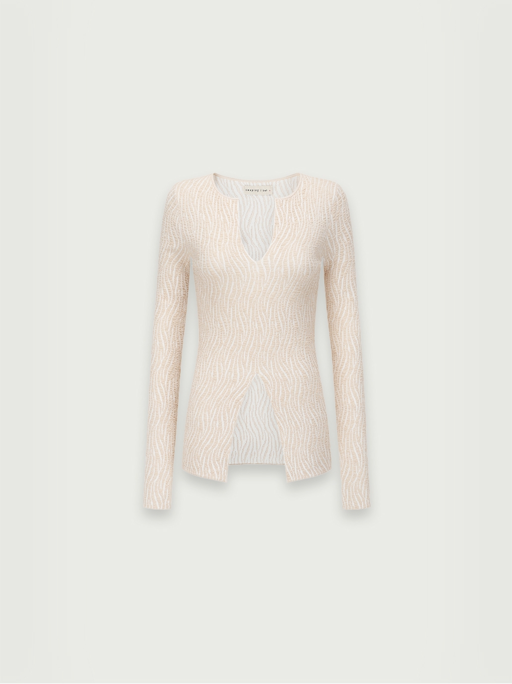 Beige bubble yarn classic knit top