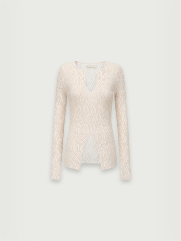 Beige bubble yarn classic knit top