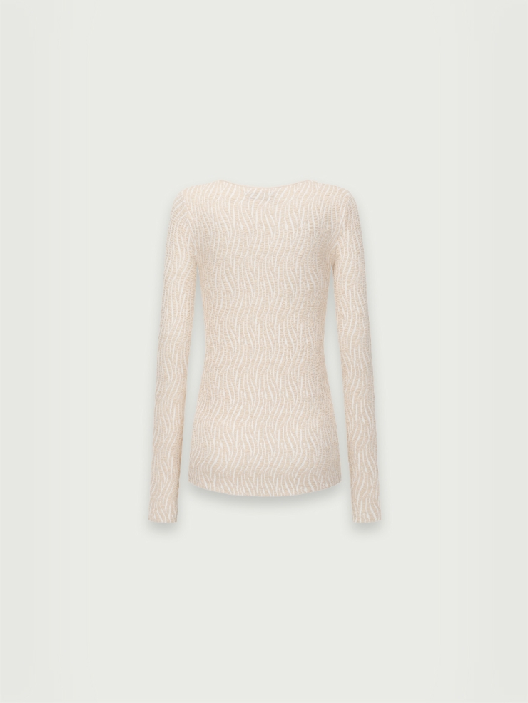 Beige bubble yarn classic knit top