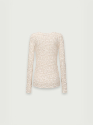 Beige bubble yarn classic knit top