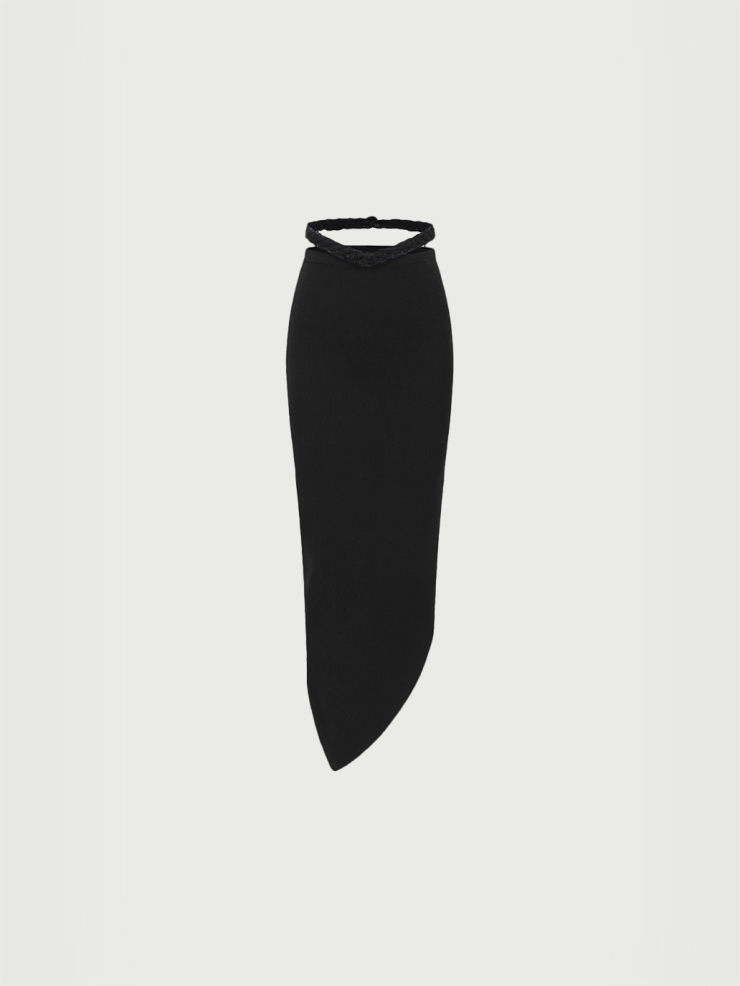 Black crochet waist cutouts skirt