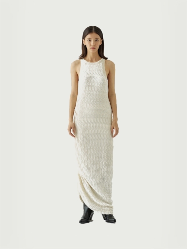 Pleated bubble tank top dress