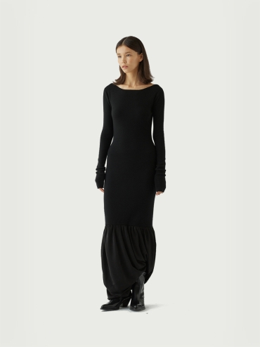 Cashmere-paneled fishtail dress
