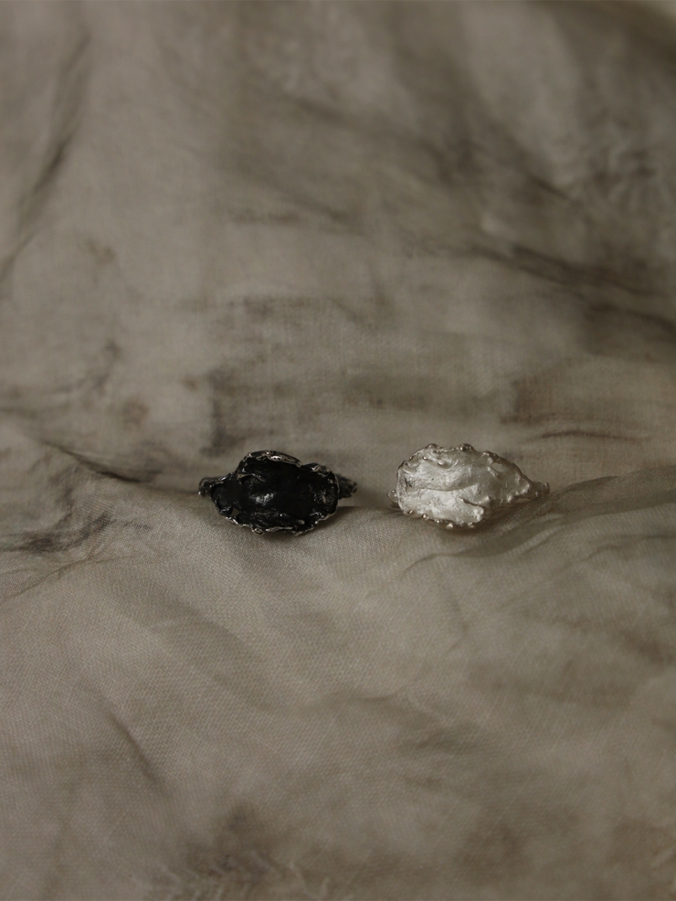 White Silver River Wave Ring