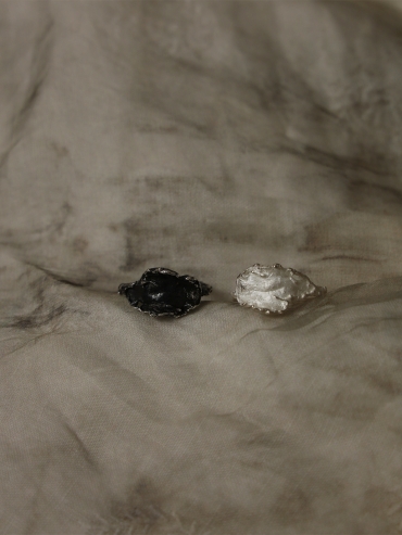 White Silver River Wave Ring