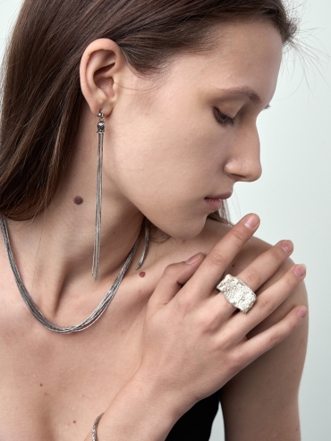 Layered silver necklace