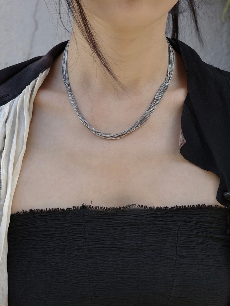 Layered silver necklace