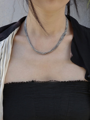 Layered silver necklace