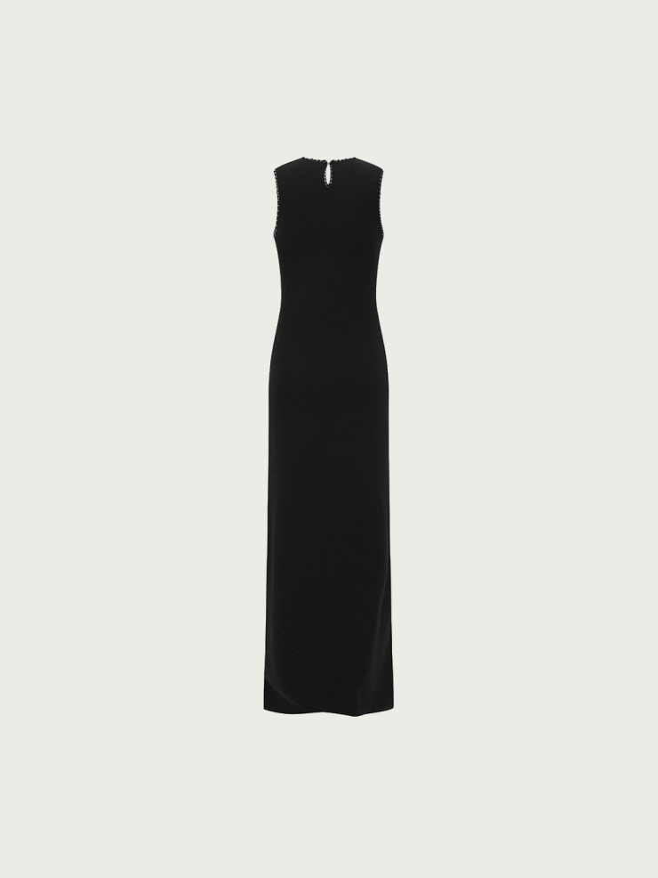 Black sleeveless maxi dress