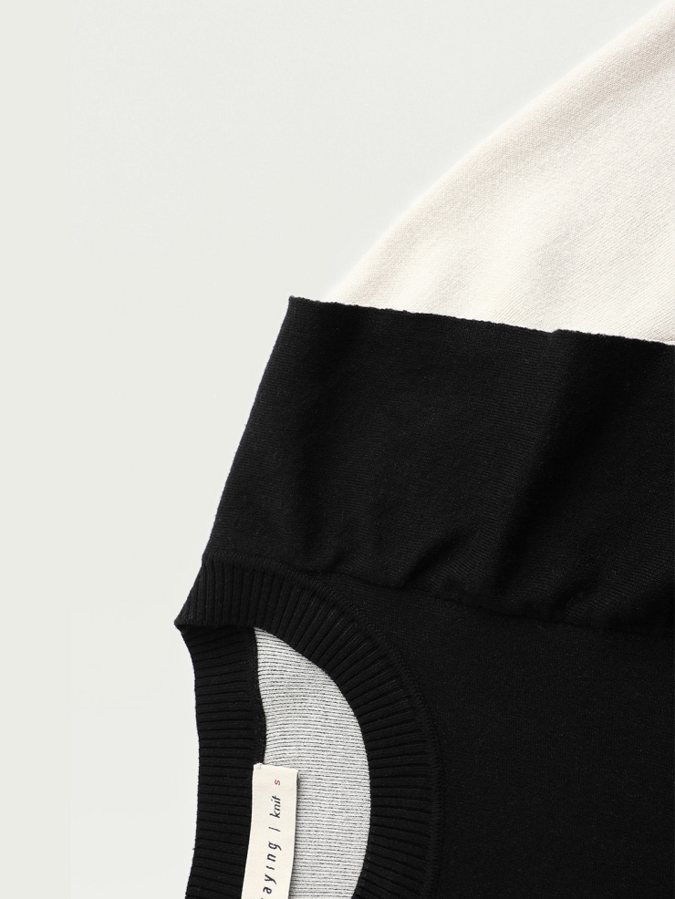 Black/white panel pullover